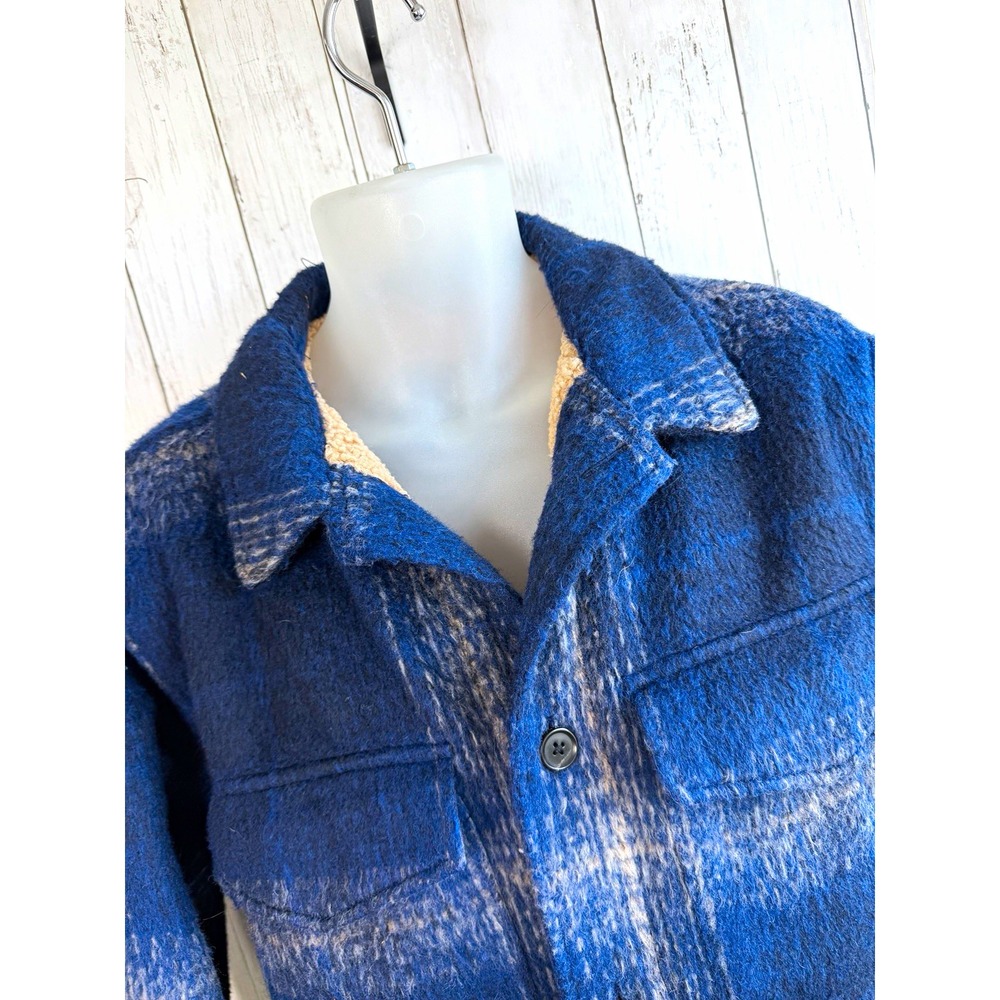 Abercrombie & Fitch Men's Relaxed Plaid Lined Shacket Jacket Blue Size L